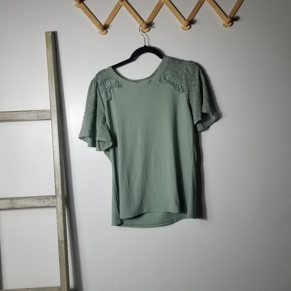 FLOWER & FEATHER WOMEN'S GREEN BLOUSE SIZE XL